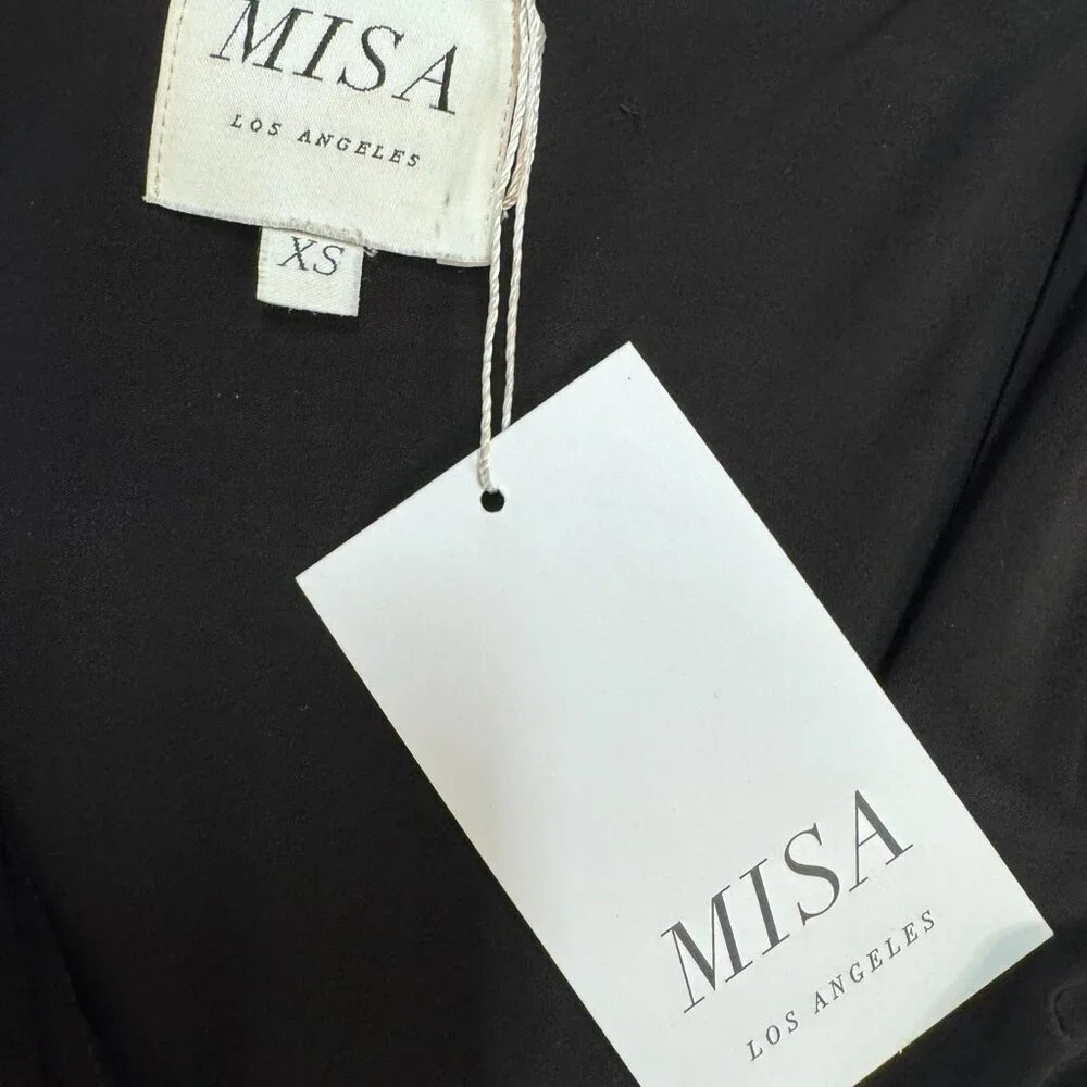 MISA Los Angeles Black Draped Mini Dress XS NWT Twist Front